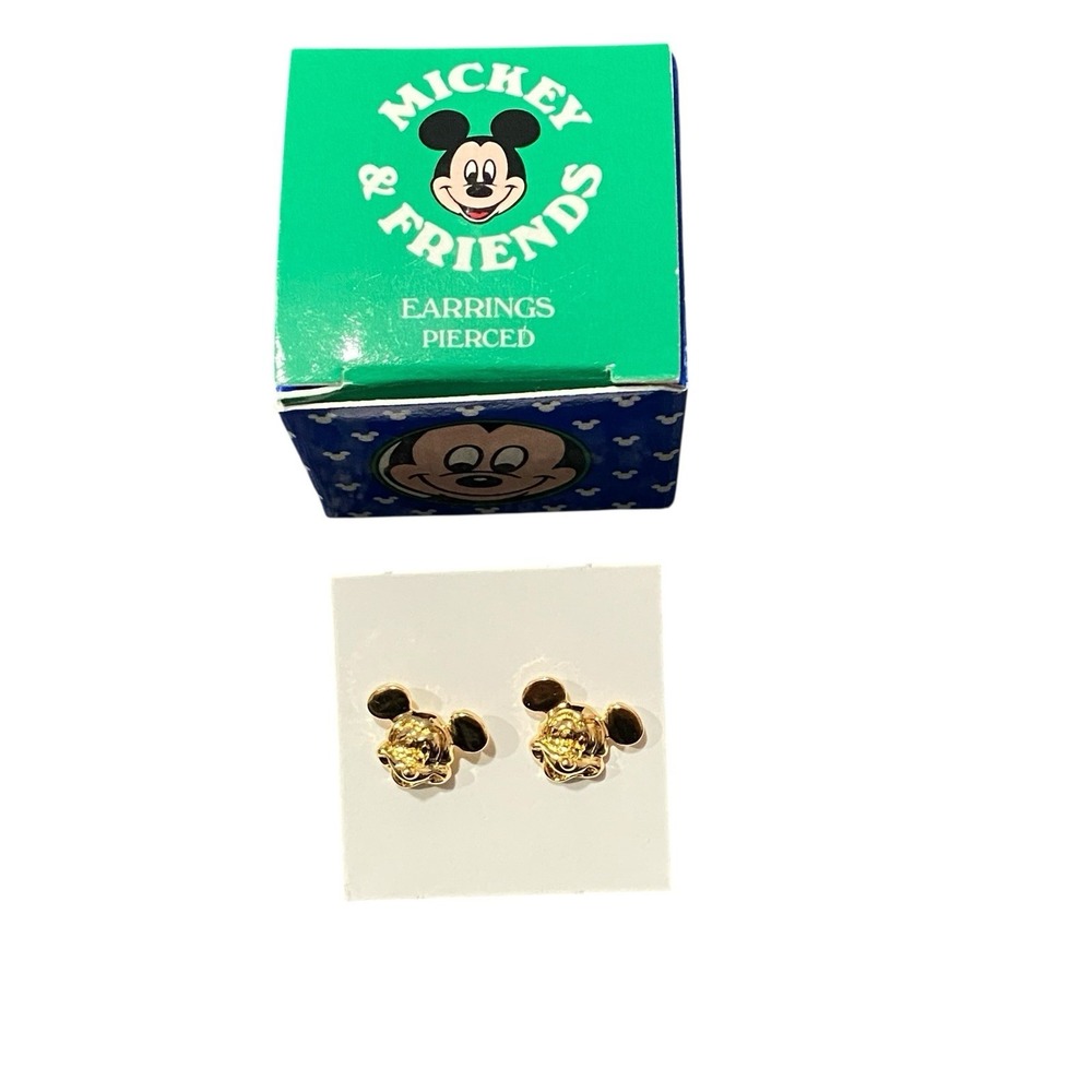 Vintage Mickey Mouse Avon Surgical Steel Post Stud Earrings New In Box